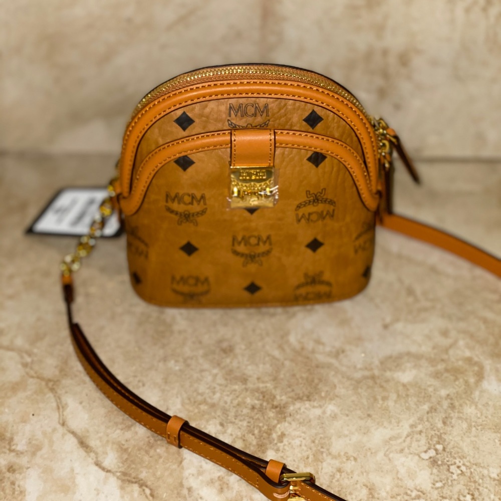 NEW! MCM Mini Anna Visetos Canvas Crossbody Bag - Picture 8 of 16